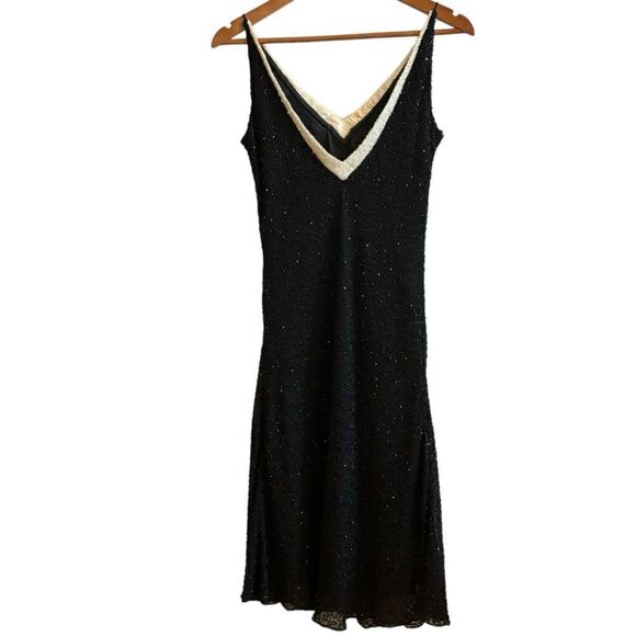 JKARA New York Women’s Heavy Beaded Fully Lined Slip Elegant Midi Dress Size 8 - Picture 3 of 9